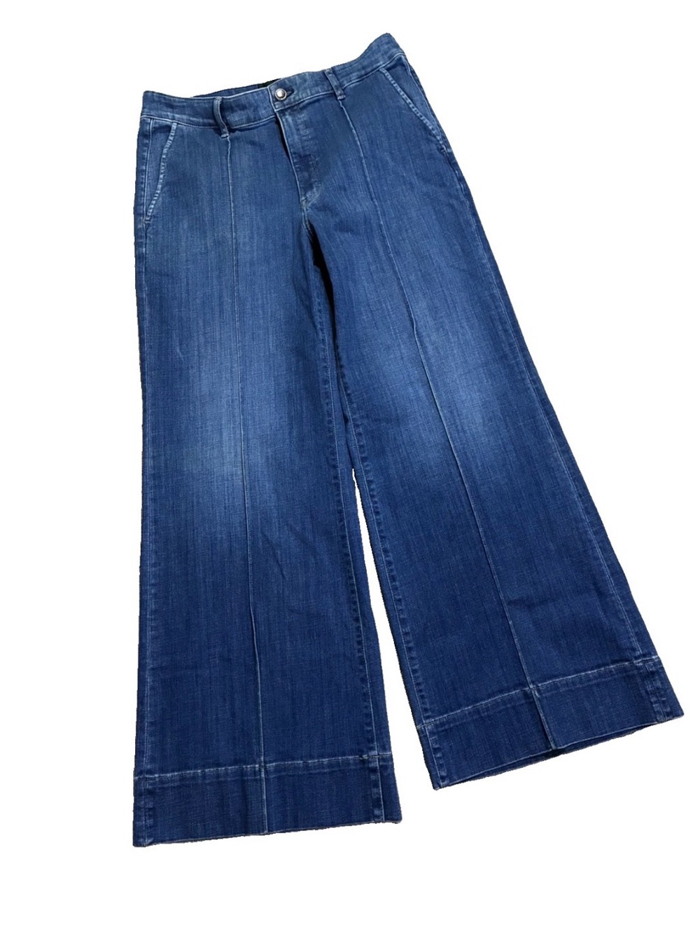 White House Black Market Dark Blue Extra High Rise Wide-Leg Denim Trousers